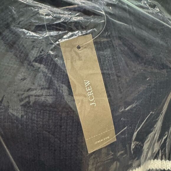 NWT J CREW Cotton turtleneck sweater in stripe navy/ivory - Picture 6 of 6